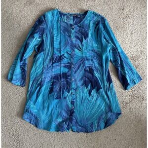 Vintage Y2K 90s 2000s Phool Top Womens Large Watercolor Cotton Boho Hippie